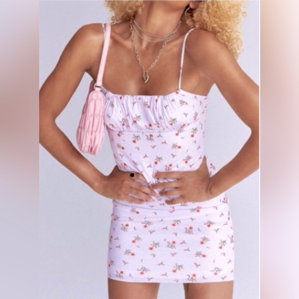 Princess Polly sundress light lavender pink Floral minidress coquette fairycore